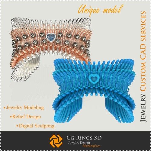 "Bracciale Unico 'Ali d'Angelo'" - Gioielleria CAD 3D Gioielli CAD 3D unici, Bracciali CAD 3D, Bracciali con Diamanti 3D, 3D