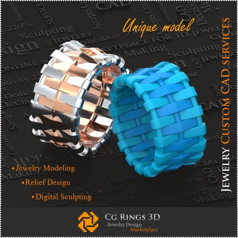 Fedi nuziali femminili uniche - Gioielli CAD 3D, Gioielli unici 3D, Anelli CAD 3D, Fedi nuziali 3D, Anelli fashion