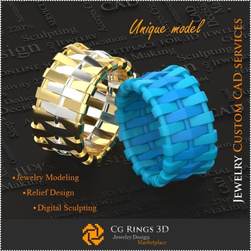 Alliances de mariage uniques pour femmes - Bijoux 3D CAO, bijoux uniques 3D, bagues CAO 3D, alliances 3D, bagues de mode