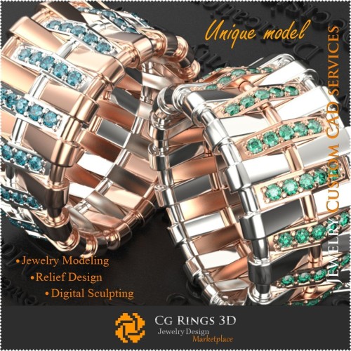 Alliances de mariage uniques pour femmes - Bijoux 3D CAO, bijoux uniques 3D, bagues 3D CAO, bagues en diamant 3D, bagues de mode