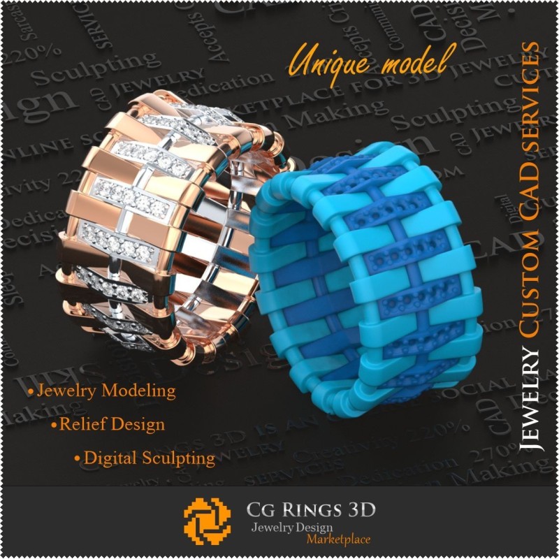Fedi Nuziali Uniche per Donne - Gioielleria CAD 3D Gioielli CAD 3D, Gioielli Unici 3D, Anelli CAD 3D, Anelli con Diamanti 3D,