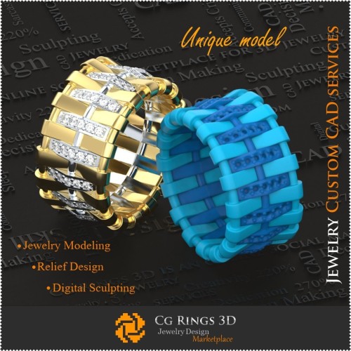 Alliances de mariage uniques pour femmes - Bijoux 3D CAO, bijoux uniques 3D, bagues 3D CAO, bagues en diamant 3D, bagues de mode