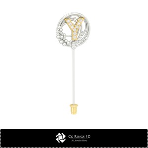 Spilla 3D con lettera Y Home, Gioielli CAD 3D, Spille CAD 3D, Spilla 3D a spillo 2