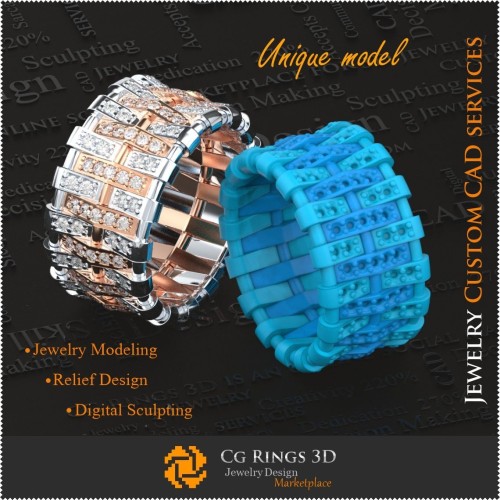Alliances de mariage féminines uniques - CAO 3D joaillerie, bijoux 3D uniques, bagues CAO 3D, bagues diamant 3D, anneaux