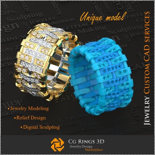独特女士结婚戒指 - 3D CAD 珠宝 3D CAD 珠宝、独特 3D 珠宝、戒指 3D CAD、钻石戒指 3D、永恒戒