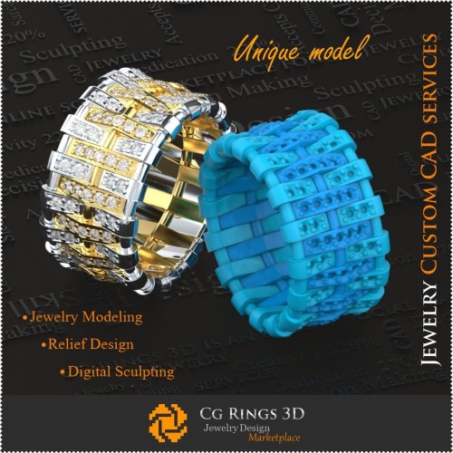 Alianzas de boda únicas para mujer - CAD 3D de joyería Joyería 3D CAD única, Anillos CAD 3D, Anillos con diamantes 3D, Aros