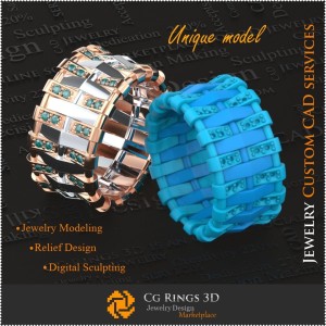 Alianzas de boda únicas para mujer - Anillos de piedras preciosas en CAD 3D, joyería CAD 3D, joyería única 3D, anillos CAD 3D, 2