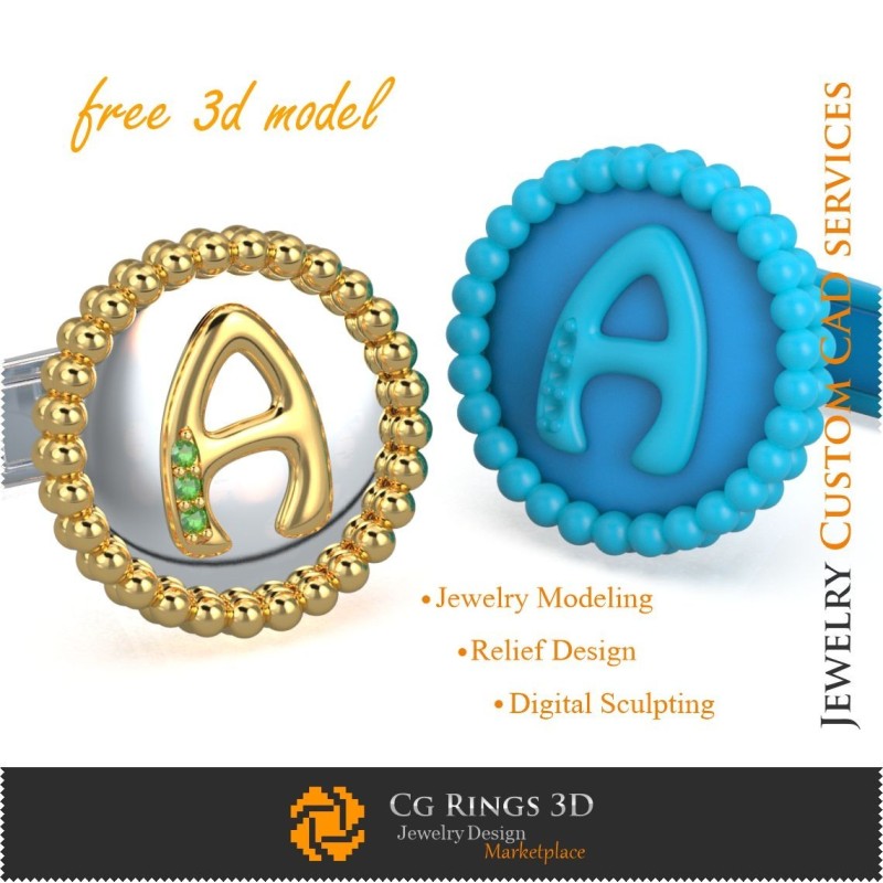 Butoni de cămașă cu litera A - CAD 3D bijuterii gratuit Bijuterii CAD 3D, Bijuterii 3D gratuite, Butoni CAD 3D, Închidere tip