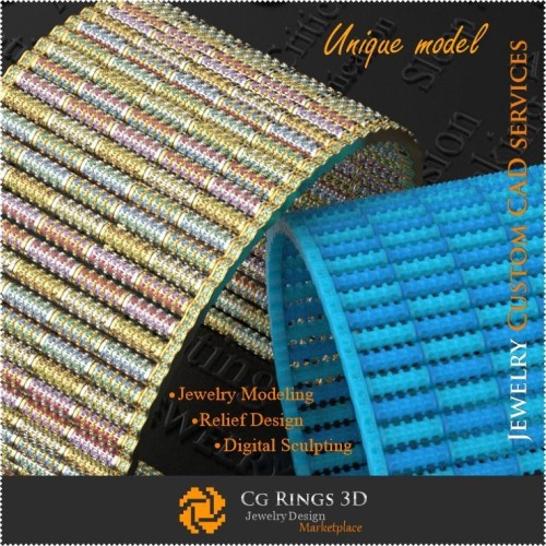 Bijoux.Unique Bracelet Colorit - CAO 3D Bijoux 3D CAO, Bijoux 3D Uniques, Bracelets CAO 3D, Bracelets à Diamants 3D, Bracelet 3D