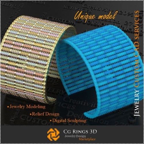 Bijoux.Unique Bracelet Colorit - CAO 3D Bijoux 3D CAO, Bijoux 3D Uniques, Bracelets CAO 3D, Bracelets à Diamants 3D, Bracelet 3D