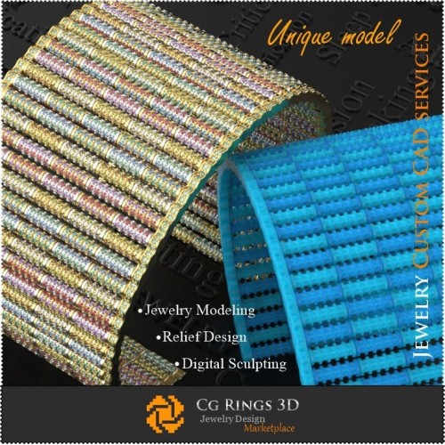 Gioielleria.Bracciale Unico Colorit - CAD 3D Gioielleria CAD 3D, Gioielli Unici 3D, Bracciali CAD 3D, Bracciali con Diamanti
