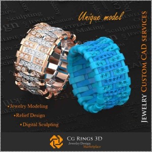 Alianzas de boda únicas para mujer - CAD 3D de joyería Joyería 3D CAD única, Anillos CAD 3D, Anillos con diamantes 3D, Aros