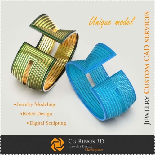 Bracciale Unico - CAD 3D Gioielleria CAD 3D, Gioielli Unici 3D, Bracciali CAD 3D, Bracciali 3D, Bracciale a Polsino 3D