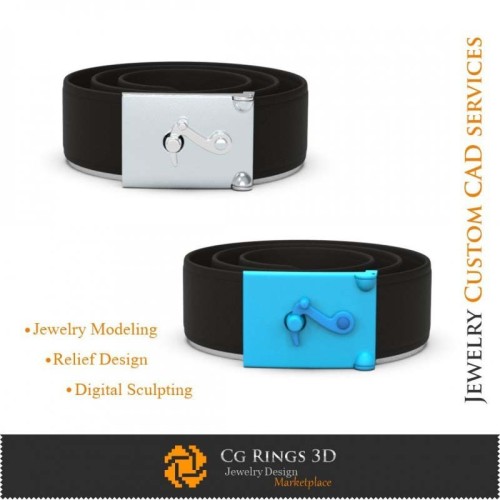 Schnallen-Gürtel - 3D-CAD Schmuck 3D-CAD, 3D-CAD Schnallen-Gürtel, Weitere Accessoires 3D-CAD, 3D Herren-Schnallen-Gürtel