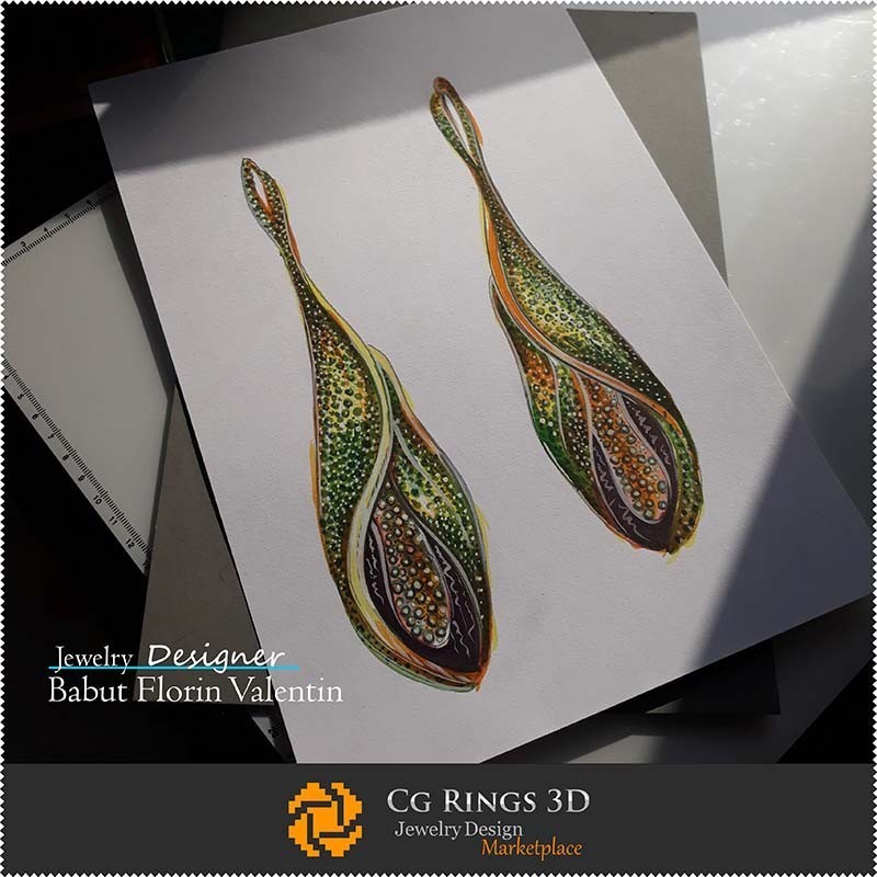 Orecchini Schizzo-Design di Gioielli Schizzi di Gioielli