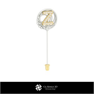 Broche 3D con letra Z Hogar, Joyería CAD 3D, Broches CAD 3D 2