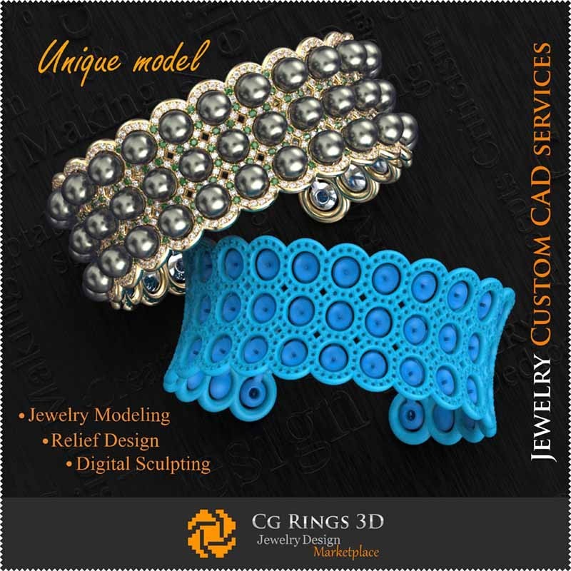3D Einzigartiges Armband Zuhause, Schmuck 3D CAD, 3D Einzigartiger Schmuck, Armbänder 3D CAD, 3D Perlenarmbänder