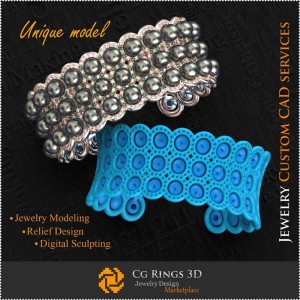 Bracciale Unico 3D Casa, Gioielli 3D CAD, Gioielli Unici 3D, Bracciali 3D CAD, Bracciali con Perle 3D 2