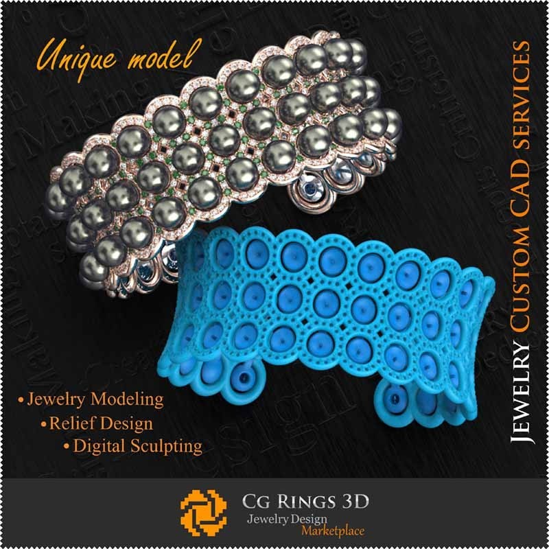 3D Einzigartiges Armband Zuhause, Schmuck 3D CAD, 3D Einzigartiger Schmuck, Armbänder 3D CAD, 3D Perlenarmbänder
