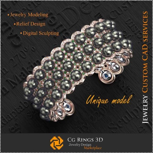 3D Einzigartiges Armband Zuhause, Schmuck 3D CAD, 3D Einzigartiger Schmuck, Armbänder 3D CAD, 3D Perlenarmbänder