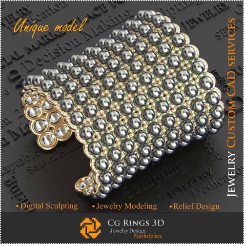 Brățară cu perle 3D de Crăciun, Bijuterii CAD 3D, Bijuterii unice 3D, Brățări CAD 3D, Brățări 3D, Brățară rigidă 3D, Brățară cu