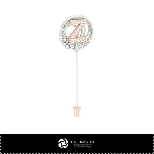 Broche 3D con letra Z Hogar, Joyería CAD 3D, Broches CAD 3D