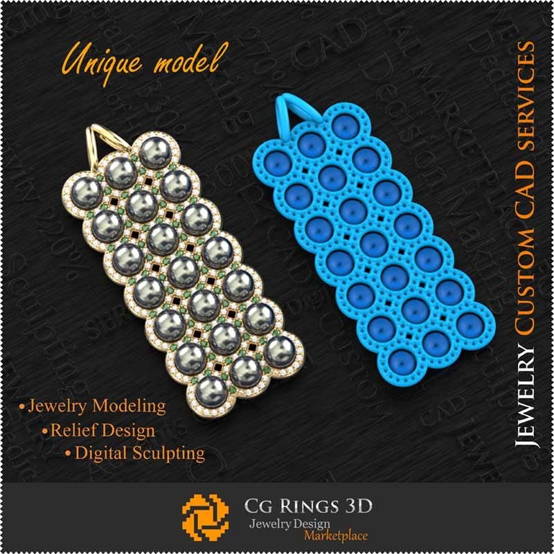 Ciondolo unico 3D Casa, Gioielli CAD 3D, Gioielli unici 3D, Ciondoli CAD 3D, Ciondoli con perla 3D