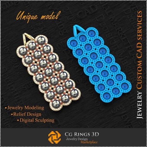 3D 独特吊坠 家居, 珠宝 3D CAD, 3D 独特珠宝, 吊坠 3D CAD, 3D 珍珠吊坠