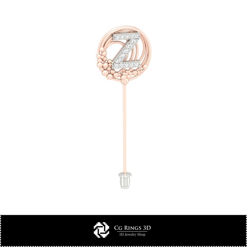 Broche 3D avec lettre Z Maison, Bijoux CAO 3D, Broches CAO 3D