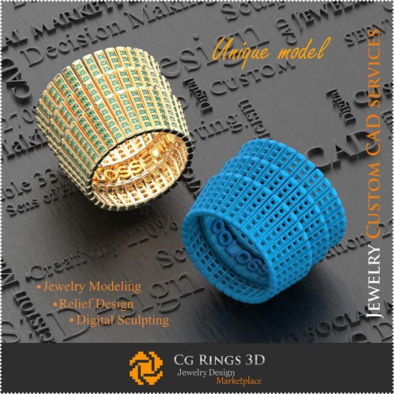 Anillo Único COLOSSEUM - CAD 3D Joyería 3D CAD, Joyería Única 3D, Anillos CAD 3D, Anillos con Diamantes 3D, Alianzas Eternas