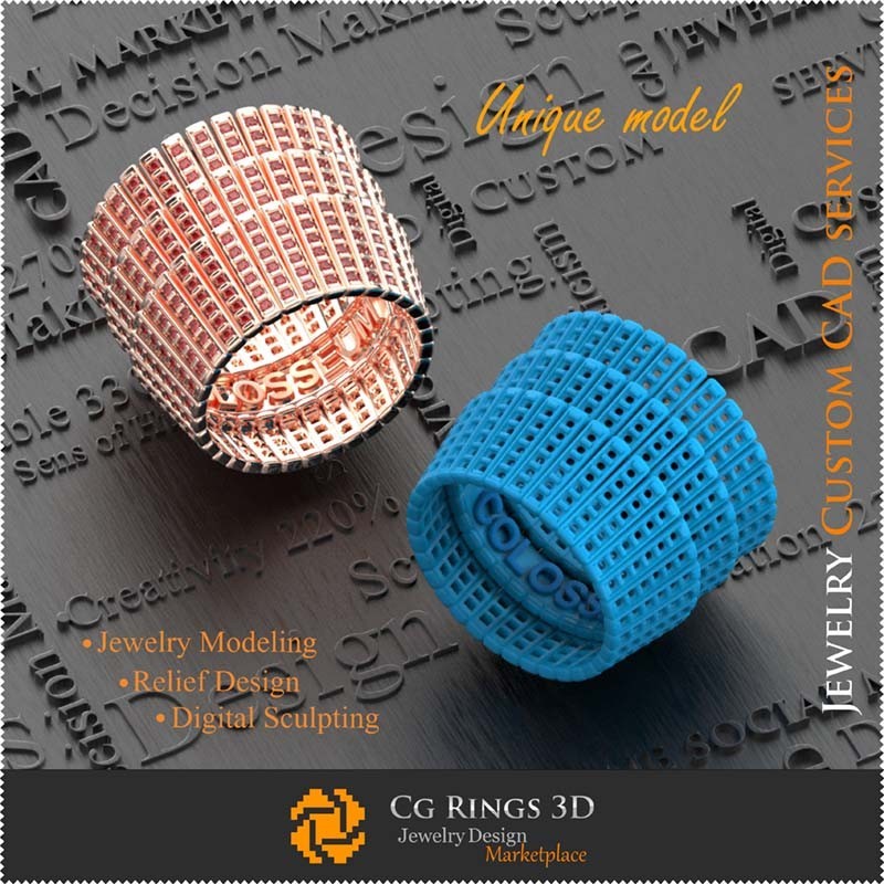 Inel unic COLOSSEUM - CAD 3D bijuterii, CAD 3D bijuterii unice, inele CAD 3D, inele cu diamante 3D, verighete eterne 3D,