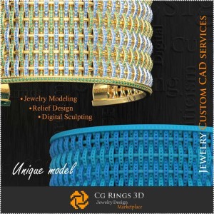 Unique Bracelet - 3D CAD Jewelry 3D CAD, 3D Unique Jewelry, Bracelets 3D CAD , 3D Diamond Bracelets, 3D Bangle 2