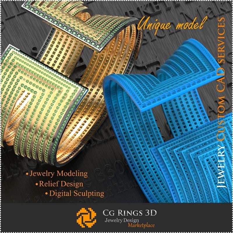 Einzigartiges Armband - 3D-CAD Schmuck 3D-CAD, einzigartiger 3D-Schmuck, Armbänder 3D-CAD, 3D-Armbänder, 3D-Manschettenarmband
