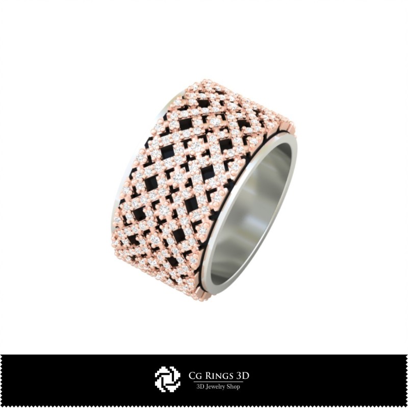 3D 女式钻石婚戒 首页，珠宝 3D CAD，戒指 3D CAD，婚戒 3D
