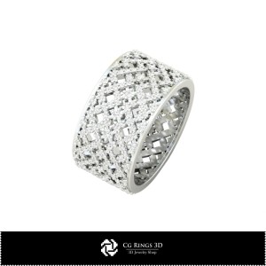 3D Ladies Wedding Bands With Diamonds Home, Jewelry 3D CAD, Rings 3D CAD , Wedding Bands 3D 2
