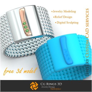 字母 I 戒指 - 免费 3D 珠宝之家、珠宝 3D CAD、免费 3D 珠宝、戒指 3D CAD、结婚戒指 3D、永恒带 3D