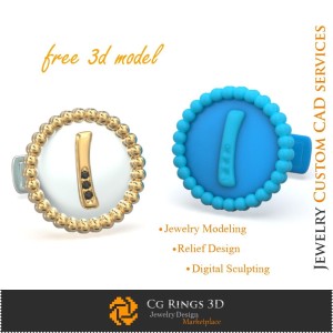 Boutons de manchette avec lettre I - CAO 3D de bijoux gratuite pour la maison, CAO 3D de bijoux, Bijoux 3D gratuits, CAO 3D de 2
