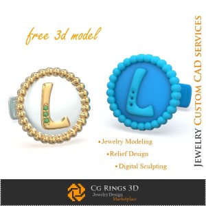 Gemelli con lettera L - CAD gioielli 3D gratuito Home, CAD gioielli 3D, gioielli 3D gratuiti, gemelli CAD 3D, chiusura a