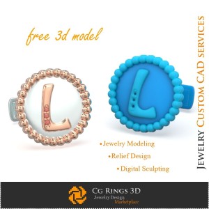 Gemelli con lettera L - CAD gioielli 3D gratuito Home, CAD gioielli 3D, gioielli 3D gratuiti, gemelli CAD 3D, chiusura a 2