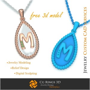 Pendentif avec lettre M - CAD joaillerie 3D gratuit à domicile, Joaillerie 3D CAD, Bijoux 3D gratuits, Pendentifs 3D CAD,