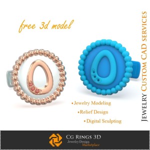 Butoni cu inițiala O - CAD 3D bijuterii gratuit, Bijuterii CAD 3D, Bijuterii 3D gratuite, Butoni CAD 3D, Închizătoare cu spate 2