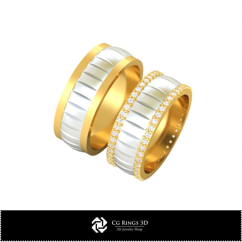 3D-Ehering mit Diamanten Zuhause, Schmuck 3D-CAD, Ringe 3D-CAD, Eheringe 3D