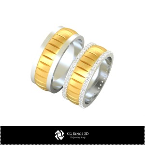 3D-Ehering mit Diamanten Zuhause, Schmuck 3D-CAD, Ringe 3D-CAD, Eheringe 3D 2