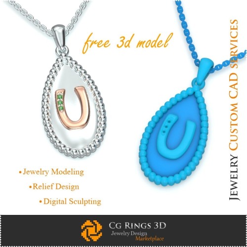 Pandantiv cu litera U - CAD bijuterii 3D gratuit pentru acasă, CAD bijuterii 3D, bijuterii 3D gratuite, pandantive 3D CAD,