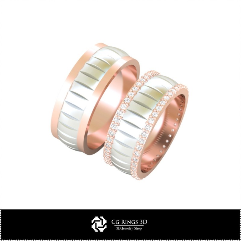Fede nuziale 3D con diamanti Home, Gioielli CAD 3D, Anelli CAD 3D, Fedi nuziali 3D