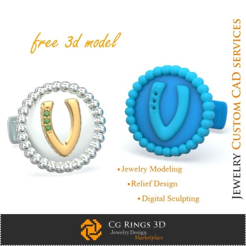 Butoni pentru manșetă cu litera V - CAD 3D bijuterii gratuit Acasă, CAD 3D bijuterii, Bijuterii 3D gratuite, Butoni CAD 3D,