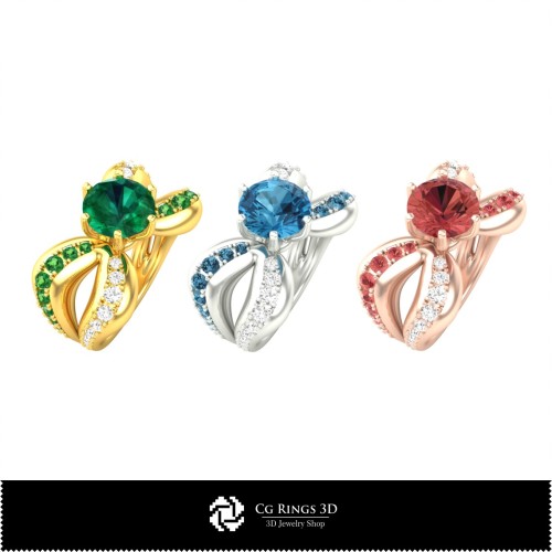 3D-CAD Doppelband Juwelenring, Schmuck 3D-CAD, Ringe 3D-CAD