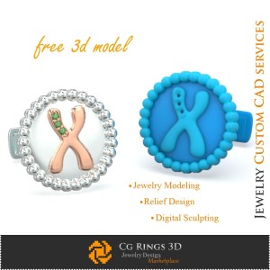 Butoni cu litera X - CAD 3D gratuit pentru bijuterii acasă, CAD 3D pentru bijuterii, bijuterii 3D gratuite, butoni CAD 3D, 2