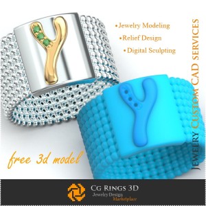 Inel cu litera Y - Bijuterii 3D gratuite pentru acasă, Bijuterii 3D CAD, Bijuterii 3D gratuite, Inele 3D CAD, Verighete 3D,