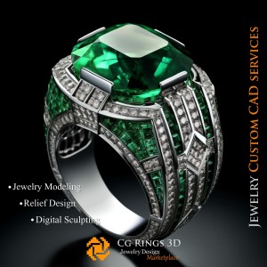 Anello con Smeraldo e Diamanti - CAD 3D Gioielli Home, AI - CAD 3D Gioielli, AI - Anelli CAD 3D